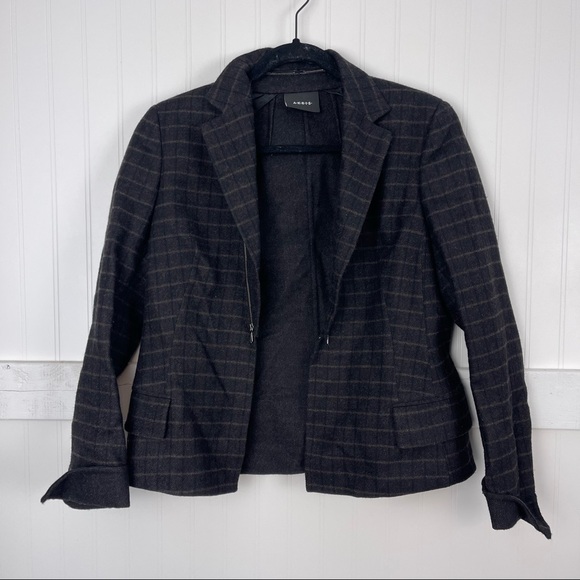 AKRIS Wool Plaid Zip Collar Blazer - Picture 2 of 8